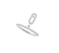 18ct White Gold Move Uno Pavé 0.29ct Diamond Drop Pendant Ring - Ring Size M