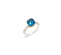 18ct White Gold Nudo Petit London Blue Topaz & 0.40ct Diamond Ring - Ring Size M