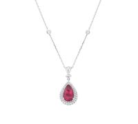 18ct White Gold Pear Cut Pink Tourmaline & 0.47cttw Diamond Pendant