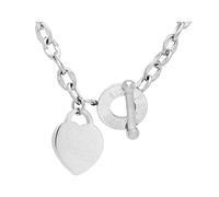 18CT White gold plated chunky solid link chain proverbs 4:23 heart necklace with engraved text: Above all else guard your heart (50)