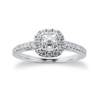 18ct White Gold Princess Cut 0.65 Carat 88 Facet Diamond Ring - Ring Size F.5