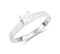 18ct White Gold Princess-Cut Diamond Solitaire Ring, 1/3ct - D0754-R