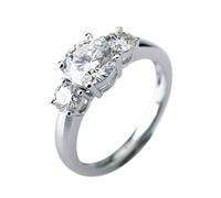 18ct White Gold Ring, Vintage Wedding Band Moissanite 2ct Round White Gold Ring Gift for Wife Size S 1/2