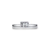 18ct White Gold Ring, Women's Engagement Rings Simple Polished with Solitaire Rectangular Lab Diamond 0.80ct Au750 White Gold Band Size H 1/2
