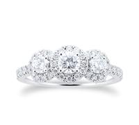 18ct White Gold Round 1ct Diamond Triple Halo Engagement Ring - Ring Size M