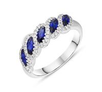18ct White Gold Sapphire Diamond Marquise Five Stone Half Eternity Ring - M FEU-2443/M