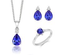 18ct White Gold Tanzanite Diamond Three Piece Gift Set
