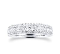 18ct White Gold Three Row 0.70ct Diamond Eternity Ring - Ring Size I