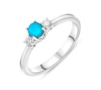18ct White Gold Turquoise 0.17ct Diamond Trilogy Style Ring - W DMD-149/W