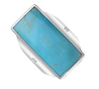 18ct White Gold Turquoise Hallmark Large Oblong Ring - Gold FHM-160
