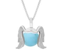 18ct White Gold Turquoise Zodiac Virgo 10mm Bead Pendant - White Gold