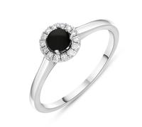 18ct White Gold Whitby Jet 0.10ct Diamond Round Ring - I DMD-187/I