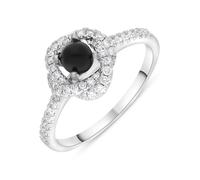 18ct White Gold Whitby Jet 0.31ct Diamond Knot Ring - M DMD-178/M