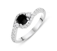 18ct White Gold Whitby Jet 0.50ct Diamond Wave Ring - S DMD-410/S