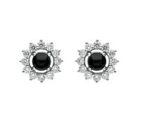 18ct White Gold Whitby Jet 0.65ct Diamond Round 2 in 1 Stud Earrings