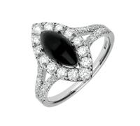 18ct White Gold Whitby Jet 0.89ct Diamond Marquise Ring - S DMD-352/S