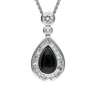 18ct White Gold Whitby Jet 2.17ct Diamond Central Pear Necklace - White Gold KRG-130