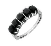 18ct White Gold Whitby Jet and Diamond Five Stone Half Eternity Ring - M
