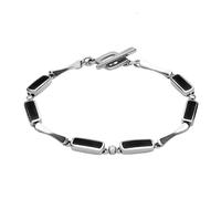 18ct White Gold Whitby Jet and Diamond Six Stone Oblong Bracelet - Option1 Value White Gold 00083112