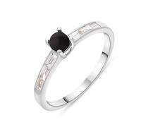 18ct White Gold Whitby Jet Diamond 0.31ct Round Claw Set Ring - P DMD-195/P