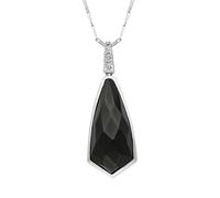 18ct White Gold Whitby Jet Diamond Faceted Abstract Shaped Necklace D