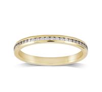 18ct Yellow Gold 0.12ct Round Brilliant Cut Channel Set Wedding Ring - Ring Size J