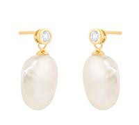 18ct Yellow Gold 0.18cttw Diamond & Baroque Pearl Stud Earrings