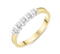 18ct Yellow Gold 0.35ct Diamond Five Stone Bar Set Wedding Ring - P FEU-1350/P