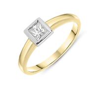 18ct Yellow Gold 0.39ct Diamond Princess Cut Solitaire Ring - O FEU-728