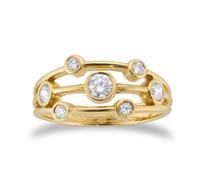 18ct Yellow Gold 0.44ct Diamond Multi Bezel Ring - Ring Size N