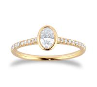 18ct Yellow Gold 0.53cttw Diamond Set Shoulder and Bezel Set Oval Cut Solitaire Engagement Ring - Ring Size P