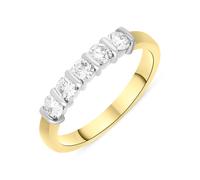 18ct Yellow Gold 0.58ct Diamond Five Stone Bar Set Eternity Ring - Gold FEU-912
