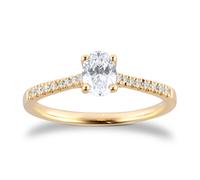 18ct Yellow Gold 0.60cttw Diamond Set Shoulder Oval Cut Solitaire Engagement Ring - Ring Size K