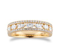 18ct Yellow Gold 0.80cttw Diamond Marquise Multi Row Eternity Ring - RingSize N