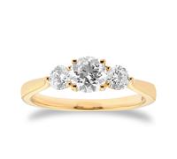 18ct Yellow Gold 1.00cttw Round Brilliant Cut Three Stone Engagement Ring - Ring Size J