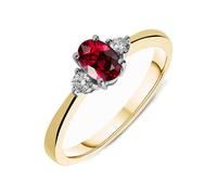 18ct Yellow Gold 1.10ct Ruby 0.32ct Diamond Claw Set Oval Ring - Option1 Value Yellow Gold FEU-1152
