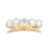 18ct Yellow Gold 1.50cttw 5 Stone Brilliant Cut Diamond Eternity Ring - Ring Size L