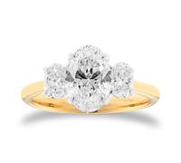 18ct Yellow Gold 2.00cttw Oval Cut Lab Grown Diamond Three Stone Engagement Ring - Ring Size O