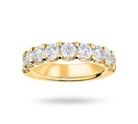18ct Yellow Gold 2.10cttw Round Brilliant Cut Diamond Claw Set Half Eternity Ring - Ring Size N