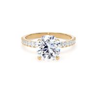 18ct Yellow Gold 2.20cttw Round Lab Grown Diamond Set Shoulder Solitaire Engagement Ring - Ring Size O