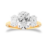 18ct Yellow Gold 3.00cttw Oval Cut Lab Grown Diamond Three Stone Engagement Ring - Ring Size M