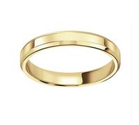 18ct Yellow Gold 3mm Flat Top Bevelled Edge Wedding Ring - Ring Size Q