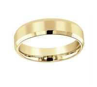 18ct Yellow Gold 6mm Flat Top Bevelled Edge Wedding Ring - Ring Size F