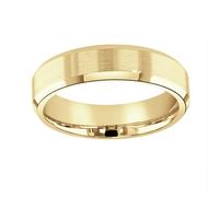 18ct Yellow Gold 6mm Flat Top Matt Double Bevelled Edge Wedding Ring - Ring Size K