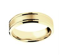 18ct Yellow Gold 6mm Pattern Matt Centre Bevelled Edge Wedding Ring - Ring Size Z