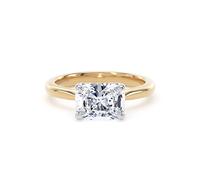 18ct Yellow Gold and Platinum 2.00cttw East-West Elongated Cushion Cut Lab Grown Diamond Solitaire Engagement Ring - Ring Size T.5