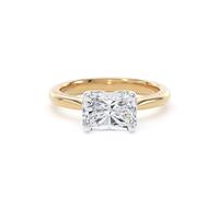 18ct Yellow Gold and Platinum 2.00cttw East-West Radiant Cut Lab Grown Diamond Solitaire Engagement Ring - Ring Size T