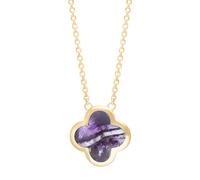 18ct Yellow Gold Blue John bloom Large Four Leaf Clover Polished Edge Pendant BLM-573