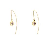18ct Yellow Gold Blue John Fleur De Lis Disc Drop Earrings - Yellow Gold FNC-219
