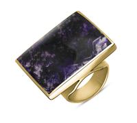 18ct Yellow Gold Blue John Hallmark Large Square Ring - Gold FHM-281